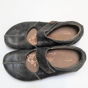 AETREX MONICA CORK MARY JANE GRAY LEATHER SHOES